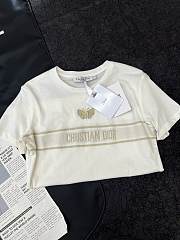 Dior Embroidered T-Shirt White Cotton Jersey with Gold-Tone Signature - 3