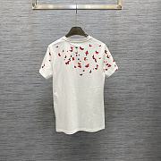 Dior T-Shirt White Cotton Jersey with Red Le Cœur des Papillons Motif - 5