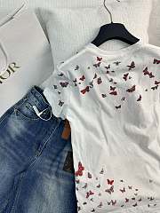 Dior T-Shirt White Cotton Jersey with Red Le Cœur des Papillons Motif - 4