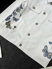 Dior Jacket Ecru Cotton Denim with Multicolor Butterfly Around The World Motif - 5