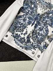 Dior Jacket Ecru Cotton Denim with Multicolor Butterfly Around The World Motif - 4