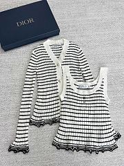 Dior Twin-Set White and Black Linen Cashmere and Silk Ribbed Knit - 1