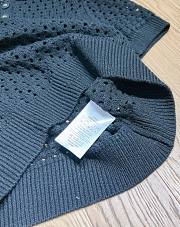 Dior Macrocannage Polo Shirt Black Alpaca Cashmere and Silk Openwork Knit - 4