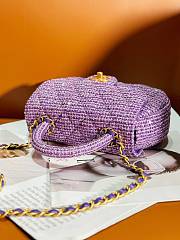 Chanel Small Bag With Top Handle AS4573 Purple Tweed Size 11.5 × 20.5 × 5.5 cm - 3