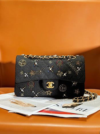 Chanel Small Classic Handbag A01113 Black Tweed Size 14.5 × 23 × 6 cm