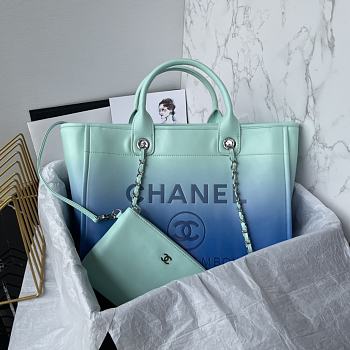 Chanel Shopping Bag AS3351 Turquoise & Blue Size 26 × 41 × 17 cm