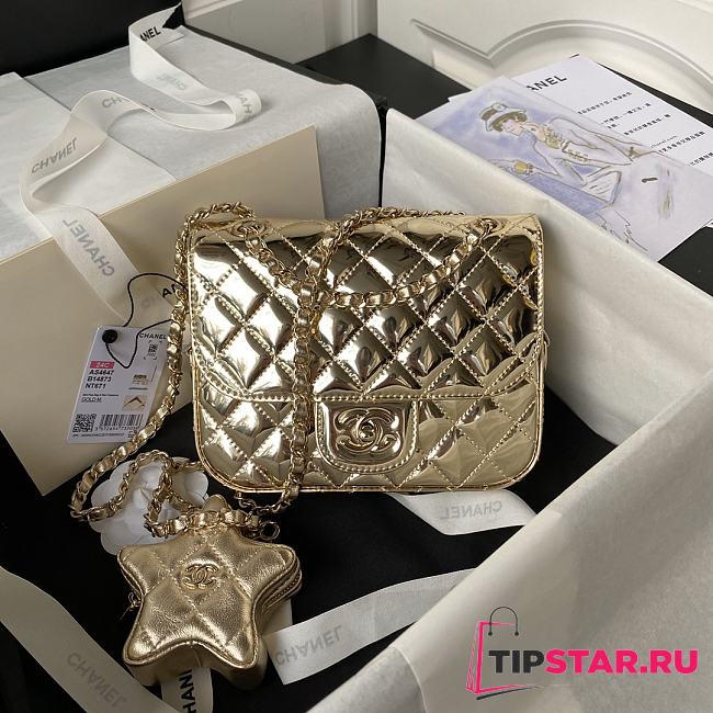 Chanel Mini Flap Bag & Star Coin Purse AS4647 Light Gold Size 15 × 20 × 6.5 cm - 1
