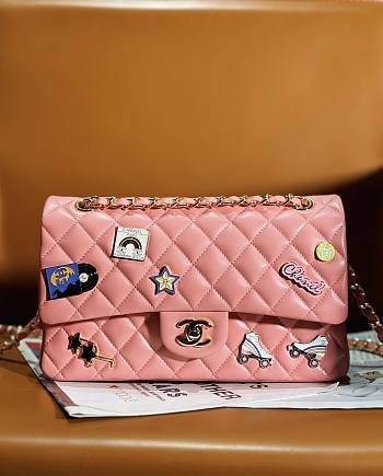 Chanel Classic Handbag A01112 Coral Pink Size 15.5 × 25.5 × 6.5 cm