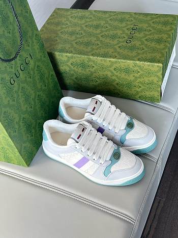 Gucci Women's Screener Sneaker 677423 Light blue and white canvas