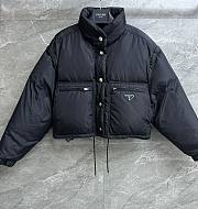 Prada Cropped Re-Nylon Down Jacket Black - 1