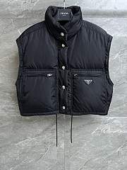 Prada Cropped Re-Nylon Down Jacket Black - 3