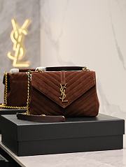 YSL College Medium In Quilted Suede 600279 Brown Coffee Size 24x17x6cm - 1