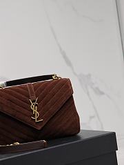 YSL College Medium In Quilted Suede 600279 Brown Coffee Size 24x17x6cm - 5