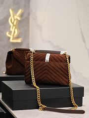 YSL College Medium In Quilted Suede 600279 Brown Coffee Size 24x17x6cm - 4