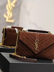 YSL College Medium In Quilted Suede 600279 Brown Coffee Size 24x17x6cm - 2