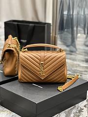 YSL College Medium In Quilted Leather 600279 Brick Brown Size 24x17x6cm - 1