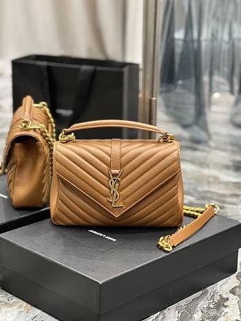 YSL College Medium In Quilted Leather 600279 Brick Brown Size 24x17x6cm