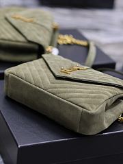 YSL College Medium In Quilted Suede 600279 Green Size 24x17x6cm - 4