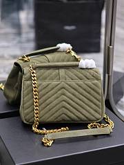 YSL College Medium In Quilted Suede 600279 Green Size 24x17x6cm - 2