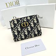 Dior 30 Montaigne Dahlia Wallet Blue Dior Oblique Jacquard Size 11.5 x 9 x 2 cm - 1