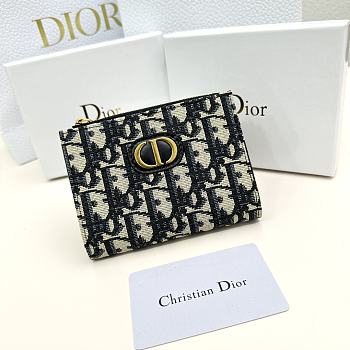 Dior 30 Montaigne Dahlia Wallet Blue Dior Oblique Jacquard Size 11.5 x 9 x 2 cm