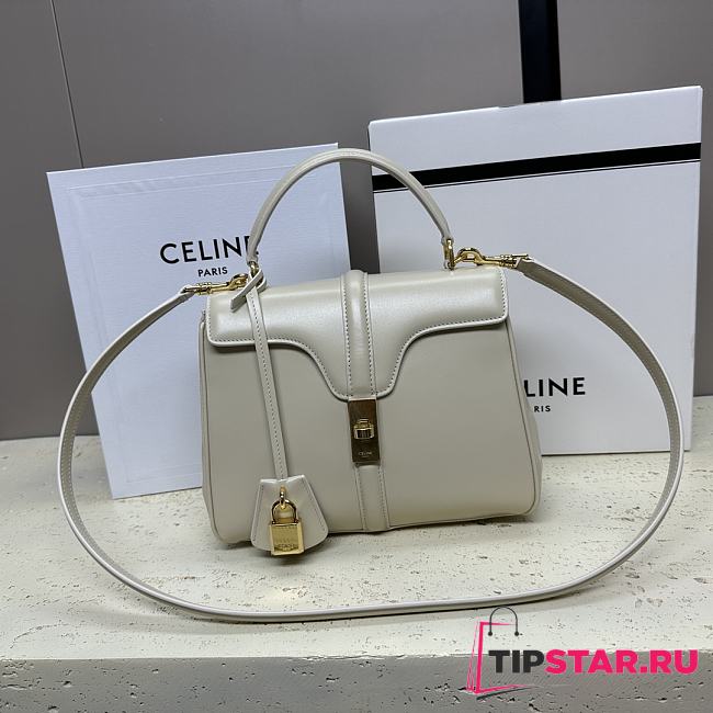 Celine Small 16 Bag In Satinated Calfskin Light Stone Size 23 X 18 X 10 CM - 1