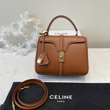 Celine Small 16 Bag In Natural Calfskin Tan Brown Size 23 X 18 X 10 CM