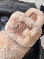 Celine Fur Slides Triomphe In Shearling Light Brown - 5