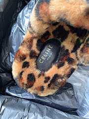 Celine Fur Slides Triomphe In Shearling Leopard - 3
