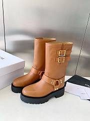 Celine Bulky Mid Biker Boot With Harness In Calfskin Brown - 1