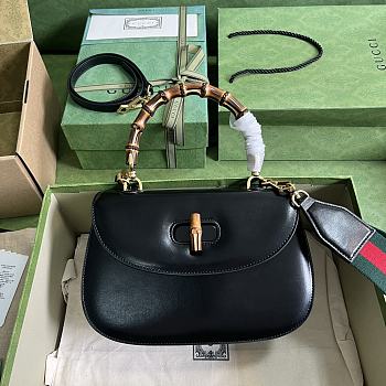 Gucci Bamboo 1947 Medium Top Handle Bag 672206 Black 26x17x9cm