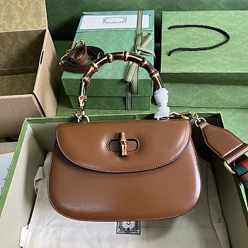 Gucci Bamboo 1947 Medium Top Handle Bag 672206 Brown 26x17x9cm
