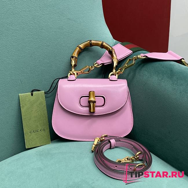 Gucci Bamboo 1947 Mini Top Handle Bag 686864 Pink Size 17×7×12 cm - 1