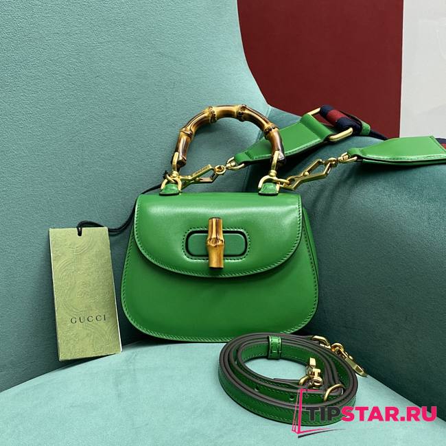 Gucci Bamboo 1947 Mini Top Handle Bag 686864 Green Size 17×7×12 cm - 1