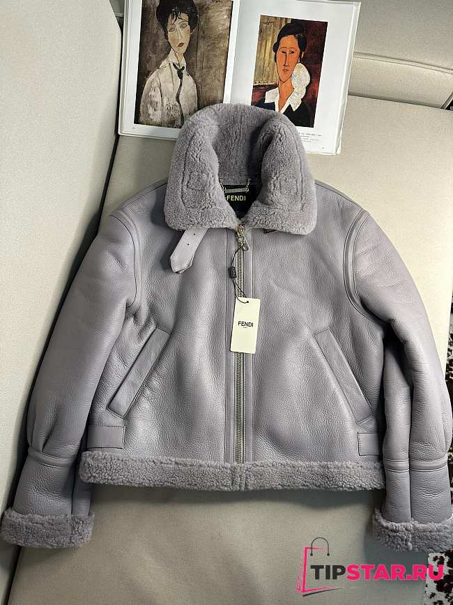 Fendi Grey Leather And Shearling Jacket - 1