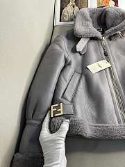 Fendi Grey Leather And Shearling Jacket - 4
