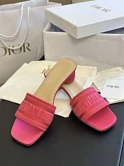 Dior Dway Heeled Slide Rani Pink Embroidered Satin and Cotton - 3