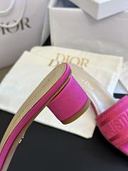 Dior Dway Heeled Slide Rani Pink Embroidered Satin and Cotton - 4