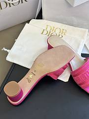 Dior Dway Heeled Slide Rani Pink Embroidered Satin and Cotton - 5