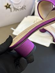 Dior Dway Heeled Slide Purple Embroidered Satin and Cotton - 5