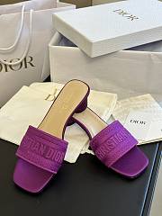 Dior Dway Heeled Slide Purple Embroidered Satin and Cotton - 3