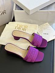 Dior Dway Heeled Slide Purple Embroidered Satin and Cotton - 2