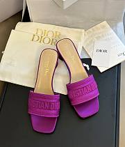 Dior Dway Heeled Slide Purple Embroidered Satin and Cotton - 1