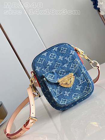 Louis Vuitton M82948 Fairfax Pochette Denim Blue Size 14 x 18 x 25 cm