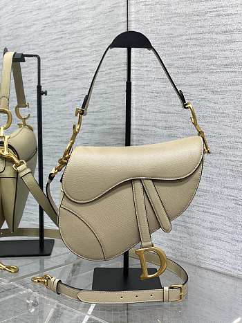 Dior Saddle Bag With Strap Sand-Colored Grained Calfskin Size 25.5 x 20 x 6.5 cm
