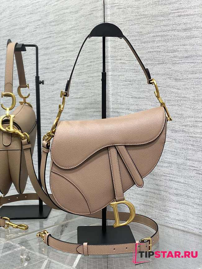 Dior Saddle Bag With Strap Caramel Beige Grained Calfskin Size 25.5 x 20 x 6.5 cm - 1