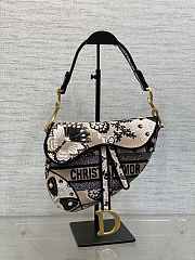 Dior Saddle Bag Beige Multicolor Butterfly Bandana Embroidery Size 25.5 x 20 x 6.5 cm - 1