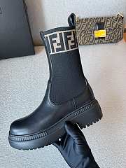 Fendi Domino Black Leather Biker Boots - 5