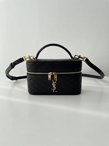 YSL Gaby Mini Vanity Bag In Lambskin 766731 Black Size 18 X 11 X 6.5 CM