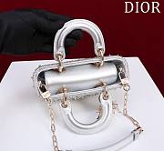 Dior Lady D-Joy Micro Bag Silver-Tone Satin with Gradient Bead Embroidery Size 16 x 9 x 5 cm - 2